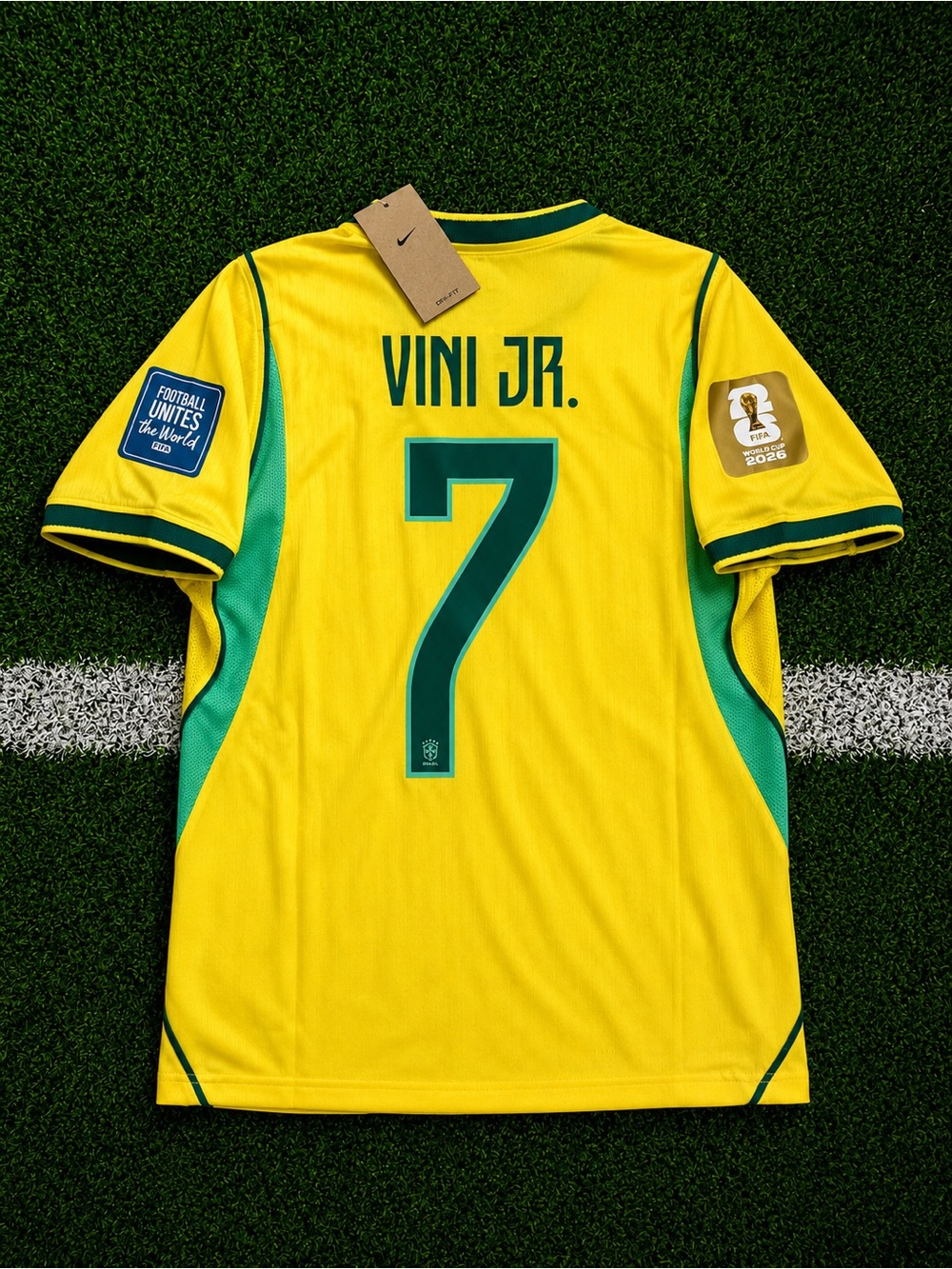 Vini Jr #7 Brazil World Cup soccer jersey 2026 with patches small Vinicius jr
